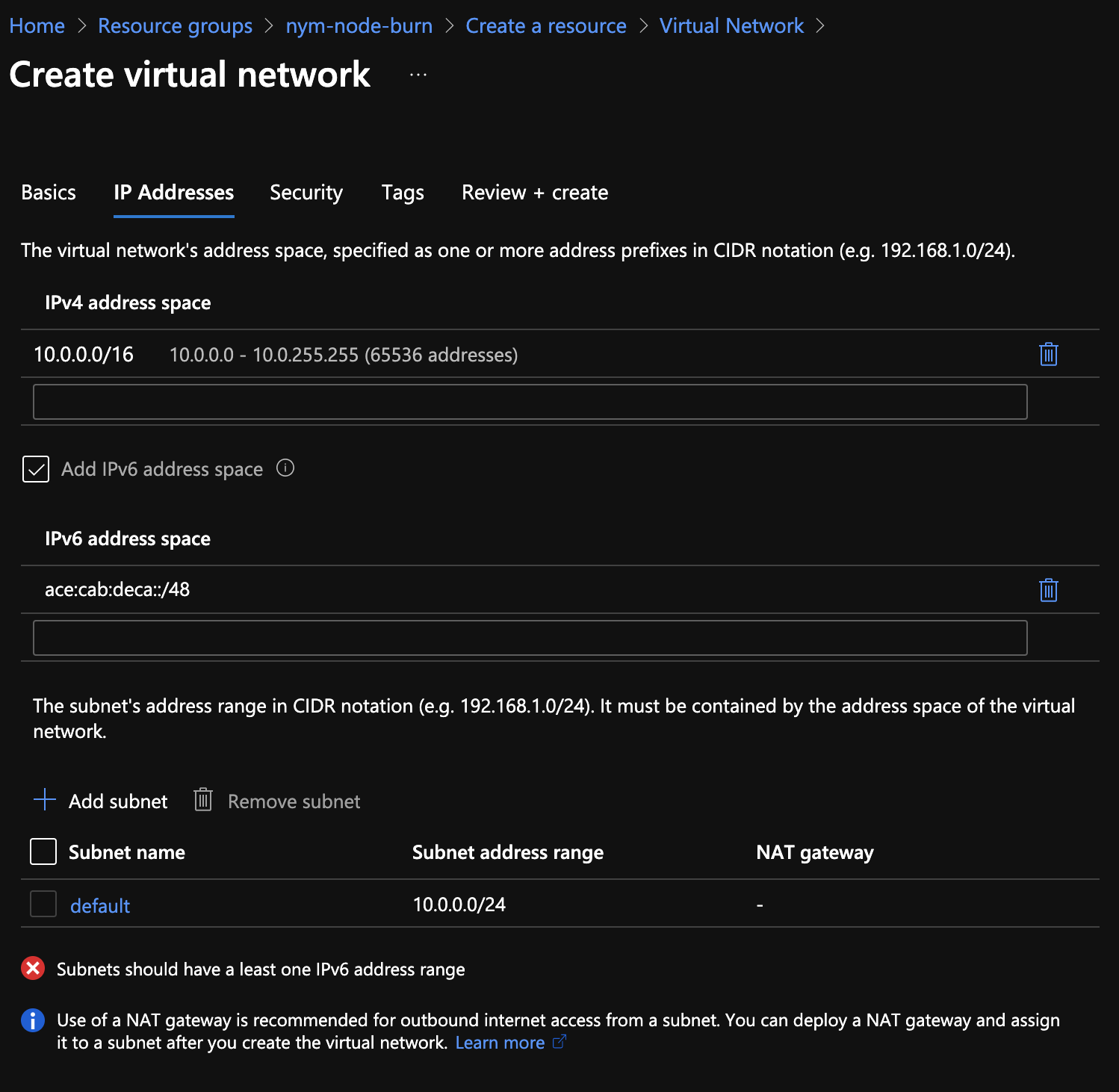 Select the IPv6 checkbox